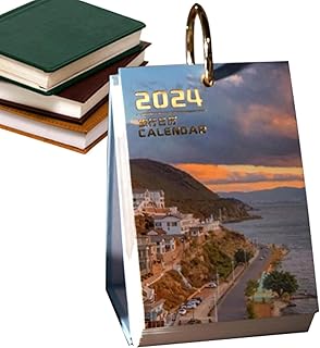 Calendário de pôster de viagem vintage 2024, calendário de viagem criativo para viagem pelo mundo, agenda de calendário espessa, calendário diário durável para desktop, casa, decoração Haburn