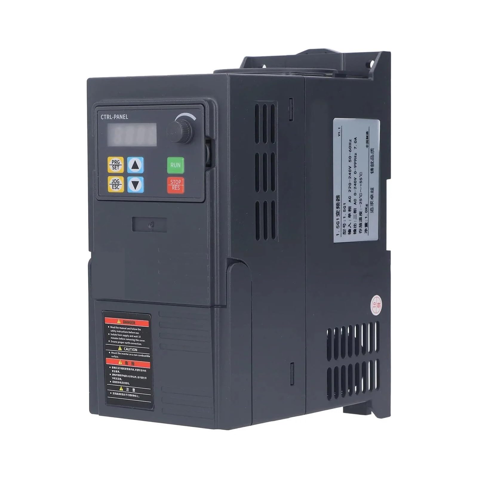 VFD With Cable 0.75/1.5/2.2/3/5.5/7.5KW 220/V 380V Variable Frequency Drive Converter 1phase 3phases Motor Speed Controller(0.75KW,3ph220V-3ph220V)