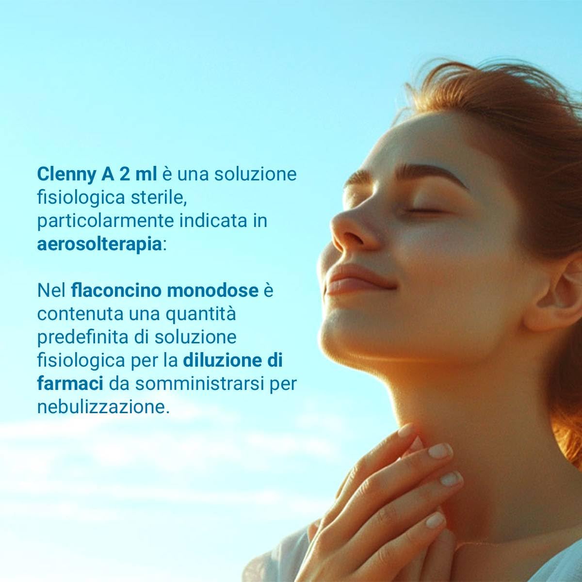 Clenny A Soluzione Fisiologica Sterile - Predosata per la Diluizione di Farmaci per Aerosolterapia- Per Adulti e Bambini - Compatibile con Tutti i Dispositivi Clenny A - 25 Flaconcini Monouso da 2ml