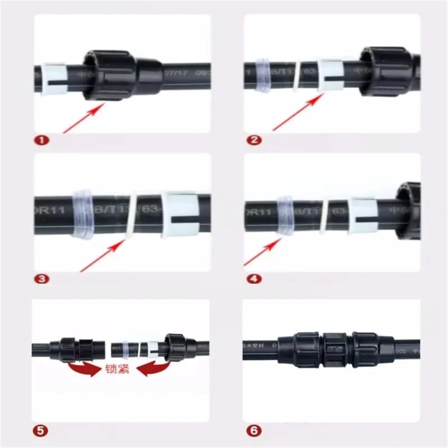 1pcs Water-saving irrigation 20/25/32/40mm PE Tap Pipe Plugging Fast Nozzle Plastic Fast Nozzle Tube Connector Fittings(Black,20mm)