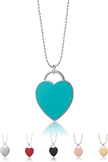Collar Bola de Acero Inoxidable para Mujer con Corazón de Color con Caja de Regalo