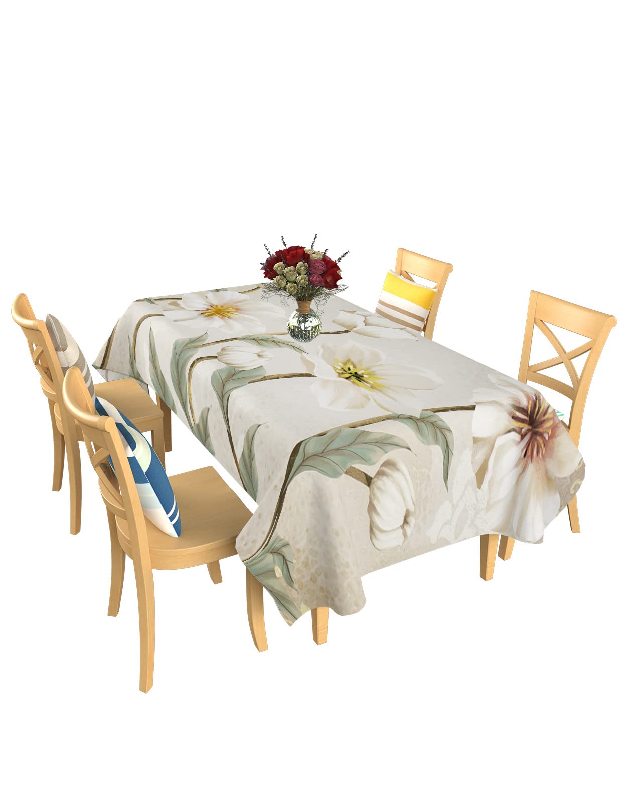 Nappe de table rectangulaire fleurs vintage rétro 137x183cm