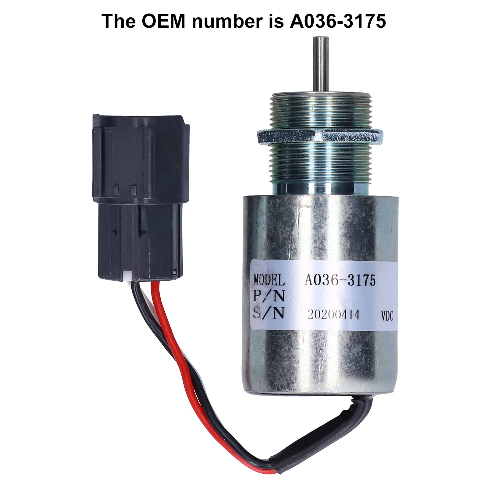 Hilitand 12V Válvula solenoide, accesorios de excavadora de acero con cierre de combustible A036‑3175 aptos para material de acero Mitsubishi (12V)