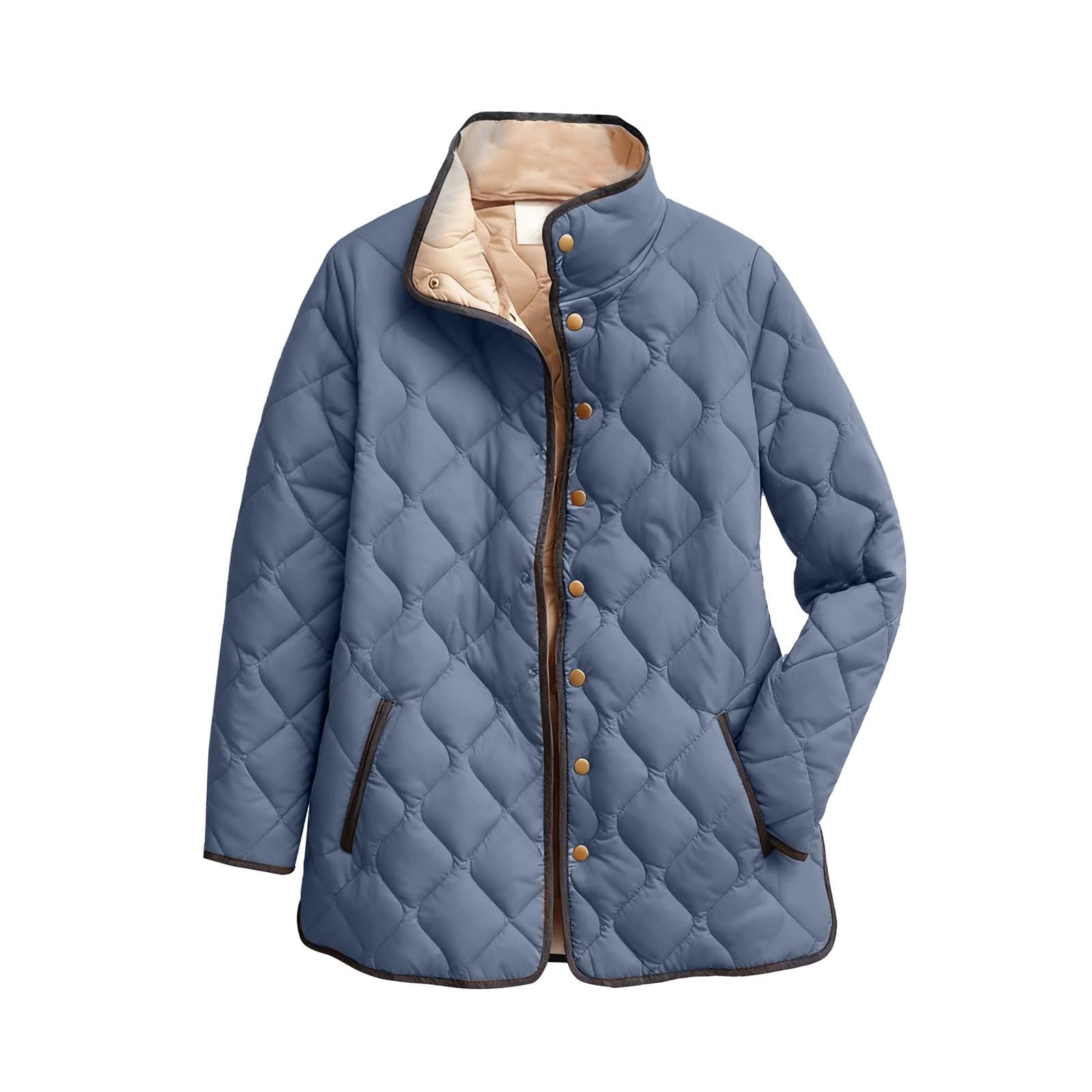 Chaqueta acolchada para mujer, talla grande, abrigos de invierno para mujer, acolchados, gruesos, ligeros, de plumón, a la moda, cuello vuelto, parka, abrigo impermeable, casual, manga larga, cárdigan