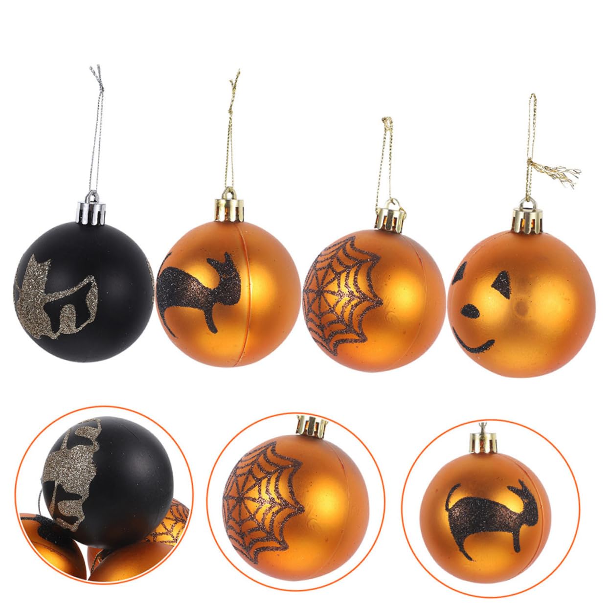 BESPORTBLE 36pezzi Decorazioni Halloween Palline di Plastica Tema Teschio di Zucca Strega per Interni Esterni Festa Casa Giardino