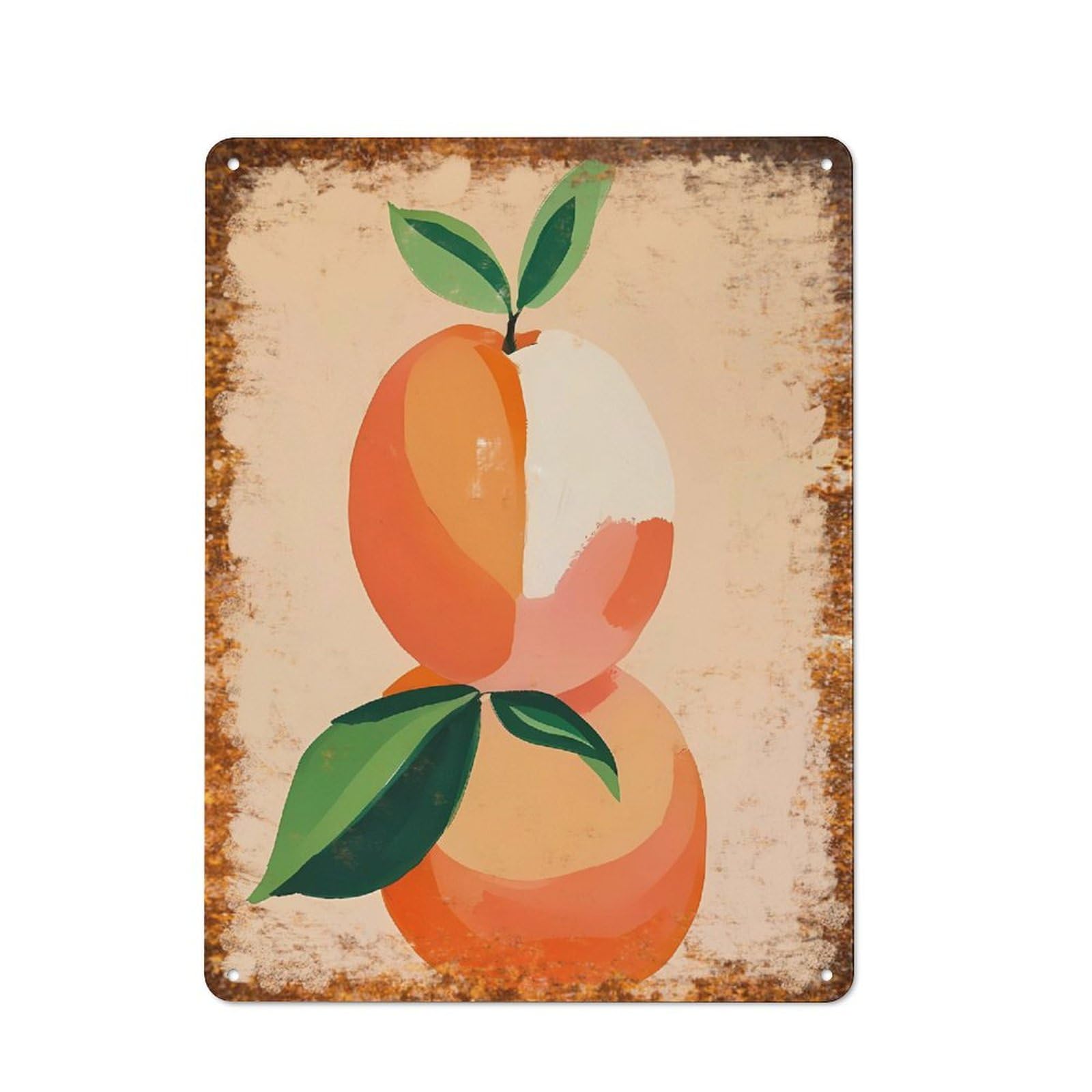 peiyeety Metal Tin Sign Peaches Watercolor Pattern Vintage Rustic Wall Art Kitchen Bathroom Bedroom Living Room Cafe Farmhouse Entryway Office Garage Home Bar Laundry Room Porch Patio 6x8 Inch