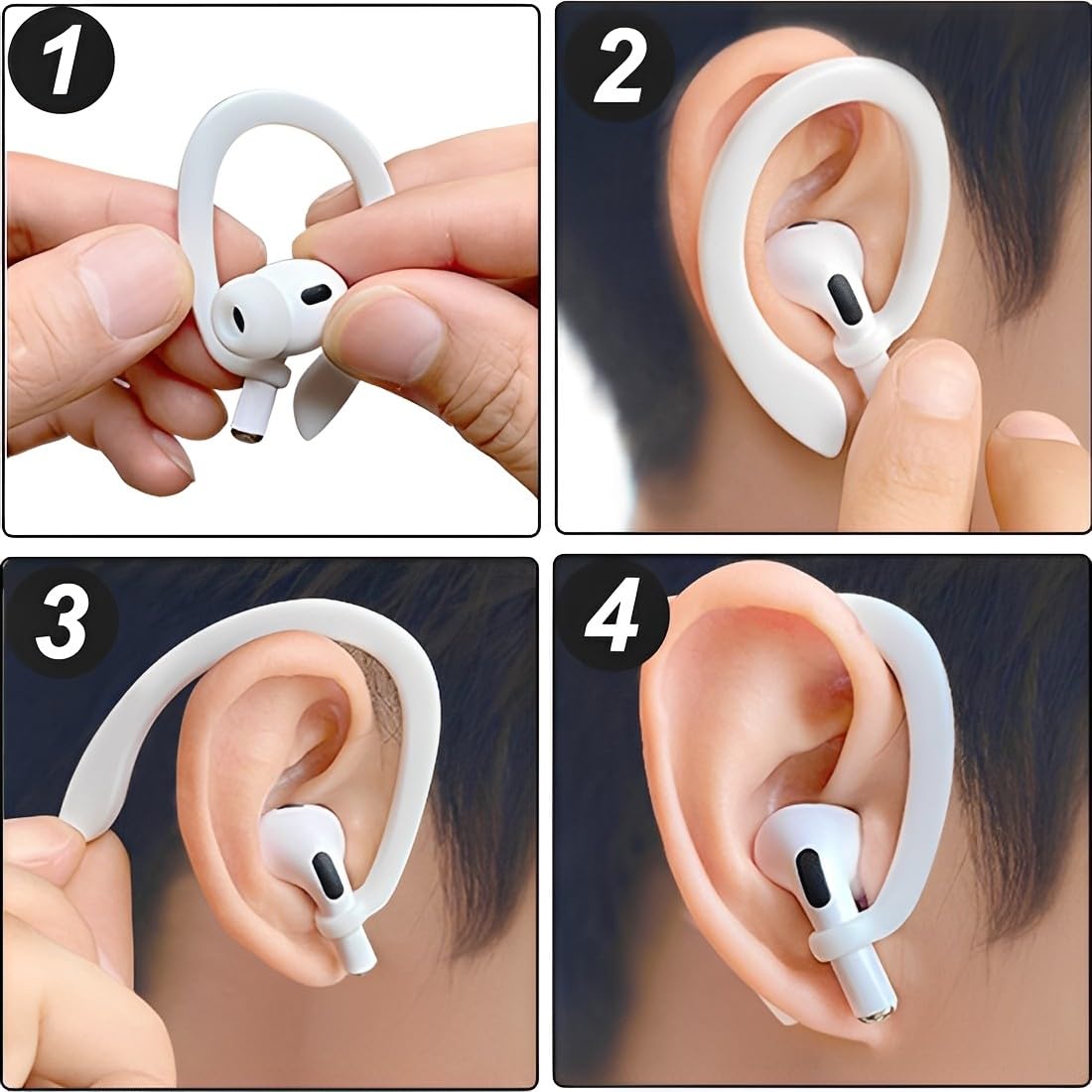 Ganci per Orecchie Anti-Smarrimento Gancio Anticaduta per Auricolari Bluetooth Compatibili AirPods 3 4 Sicuro Regolabile