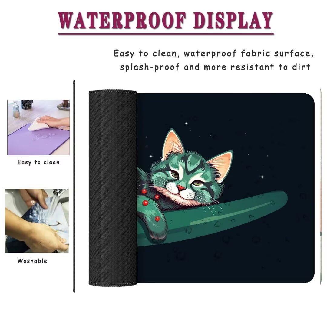 Alfombrilla Ratón Cat Art, Mousepad Alfombrilla Raton Gaming XXL 1400x700x4mm Mouse Desk Mat Gamer para Gaming, Tapete Escritorio Mujer Almohadilla Raton, Mouse Pad Base de Goma Antideslizante S-140