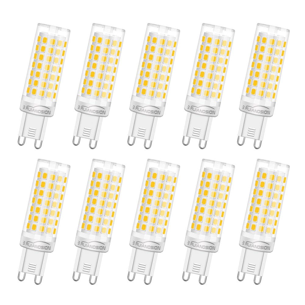 Ruiandsion G9 LED Bulb Dimmable AC 220-240V 6W LED Light Equivalent to 60W T4 Bin-pin Halogen Bulb Daylight White 5000K Chandelier Lighting Home Lighting - Pack of 10