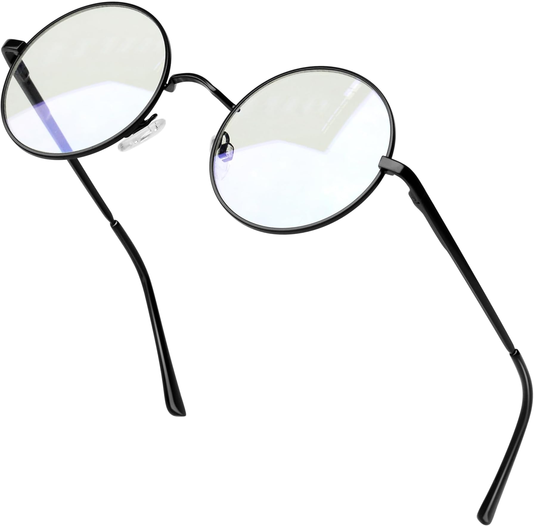 Round Blue Light Blocking Glasses for Men Women, Hippie Style Vintage Shades Small Circle Metal Frame UV400 Sun Glasses