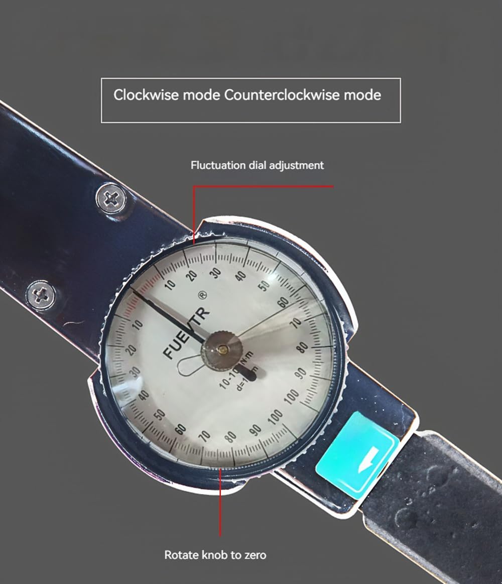 ThreeH Clé dynamométrique à cadran 0-100 Nm/0-73,76 ft·lb 1/2" Drive Precision Torque Meter Test Outil de mesure Clé Clé pour réparation de machines automobiles