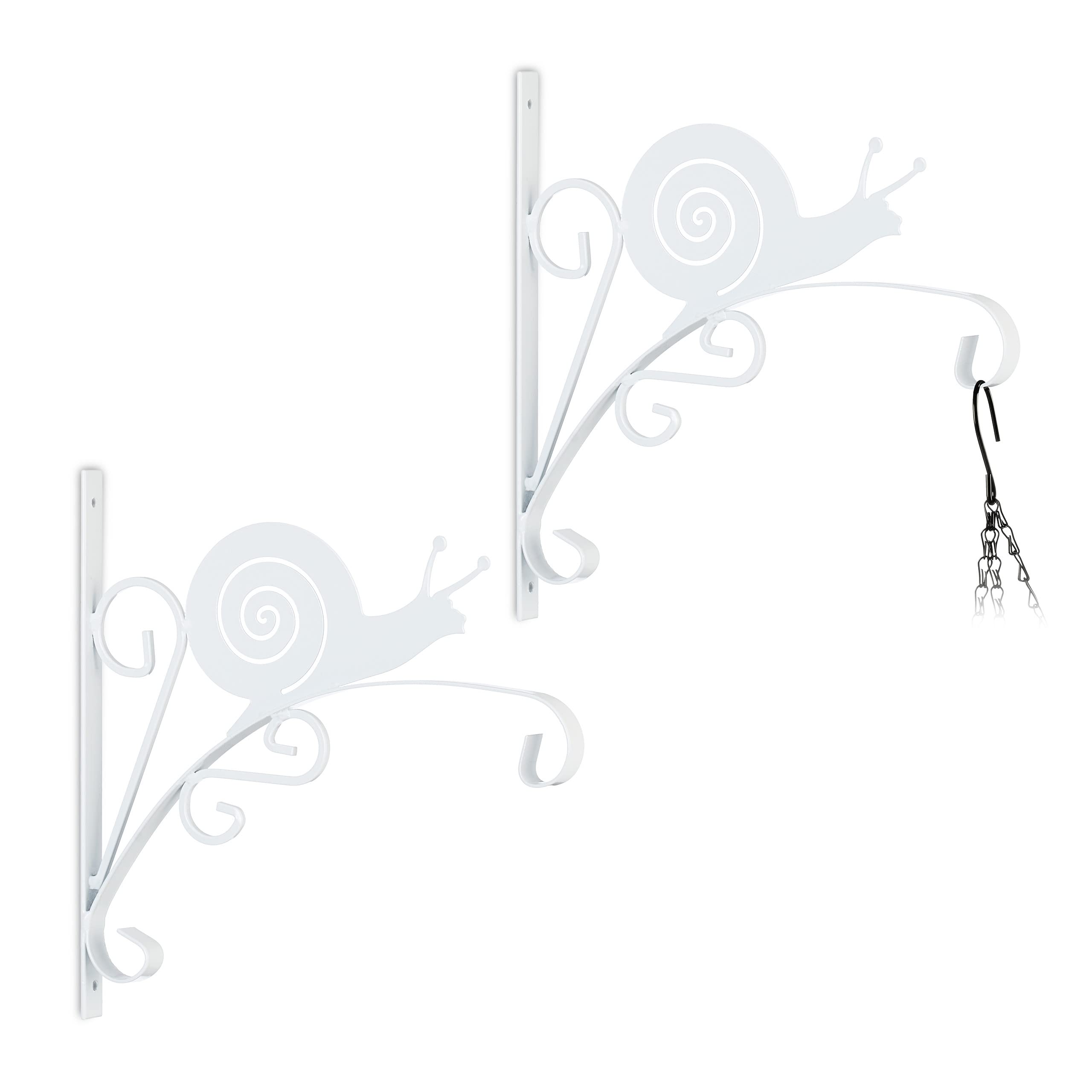 Crochet de suspension pour plantes en fer blanc robuste motif escargot