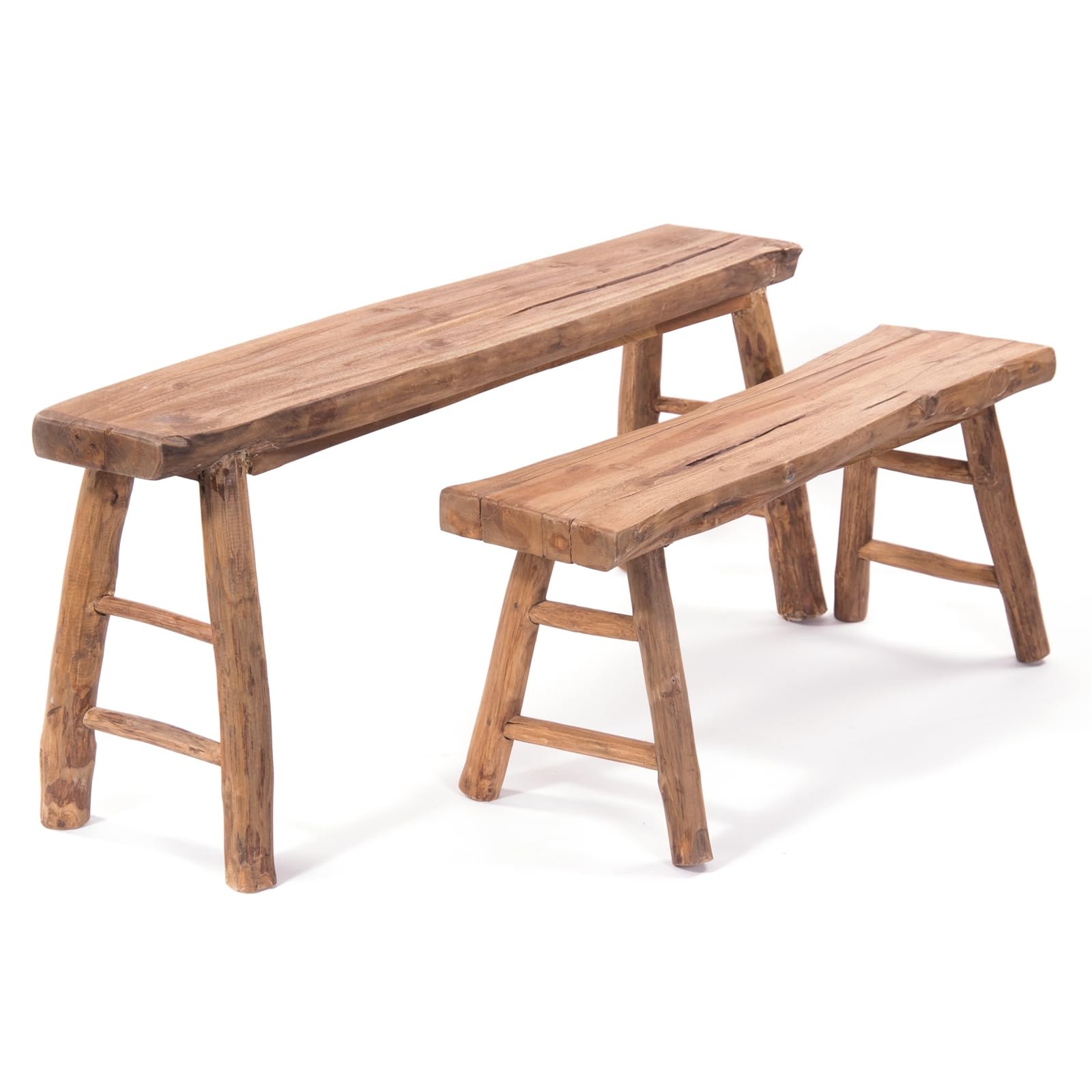 DESIGN DELIGHTS Banc en Bois Malu 120 | Teck, 120x45 cm, avec entretoises | Bois flotté Banc, Bord darbre Banc dappoint, Banc de lit, Banc de Cuisine