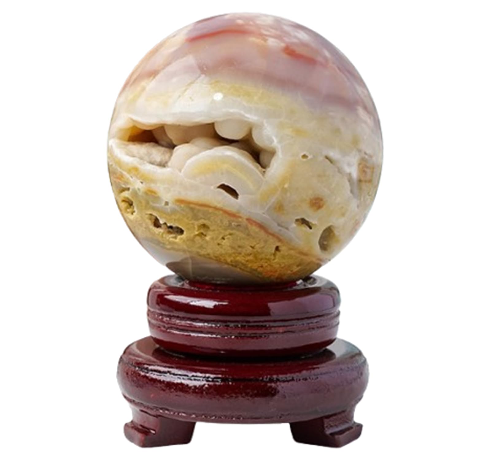 AUOQKQUT Rainbow Agate Geode Crystal Ball,Polished Quartz Gemstone Balls for Decoration Fengshui Decoration,7~7.5cm