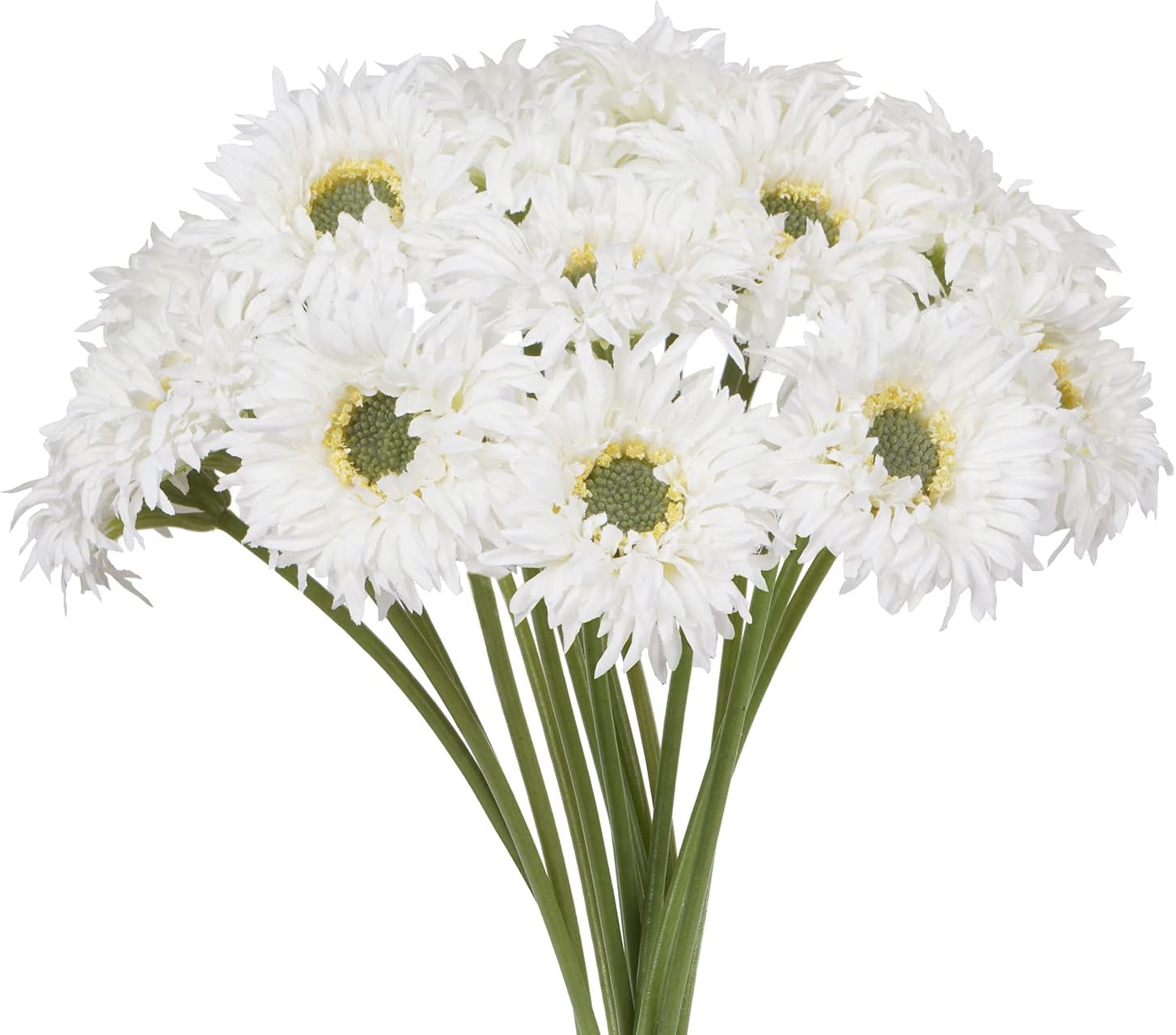 Dolicer 15 PCS Gerbera Daisy Flowers, White Daisy Silk Flowers Realistic Daisies Bulk Fake Daisy Silk Flowers for Home Garden Party DIY Decor, Gerbera Daisy Bride Flowers Wedding Bouquet, 10.7”