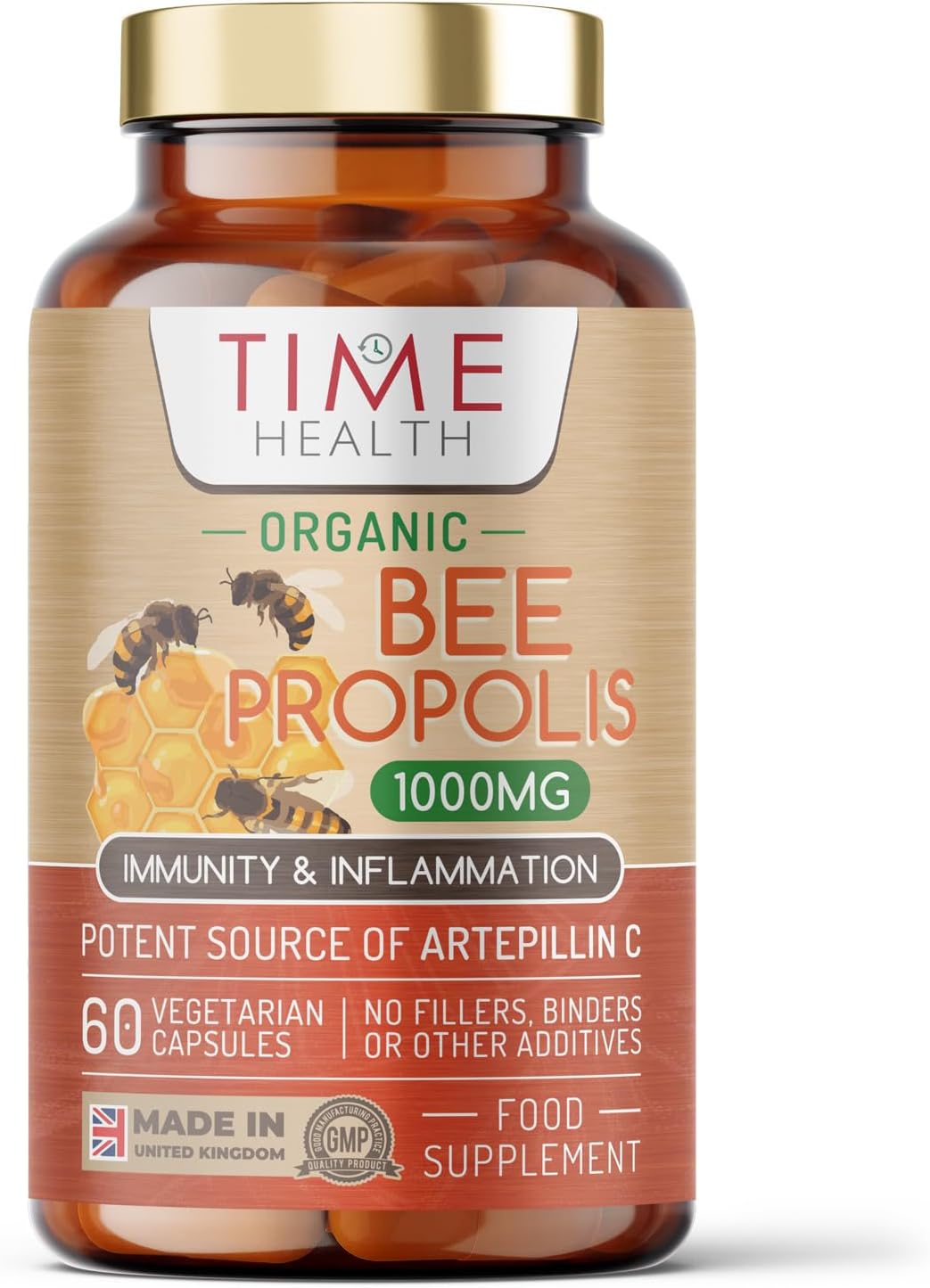 New: Organic Bee Propolis – High Strength 4:1 Extract – 1000mg – 60 Capsules – Powerful Antioxidant Action – Immunity, Cognition & Inflammation Support – GMP – UK Made Supplement – Zero Additives