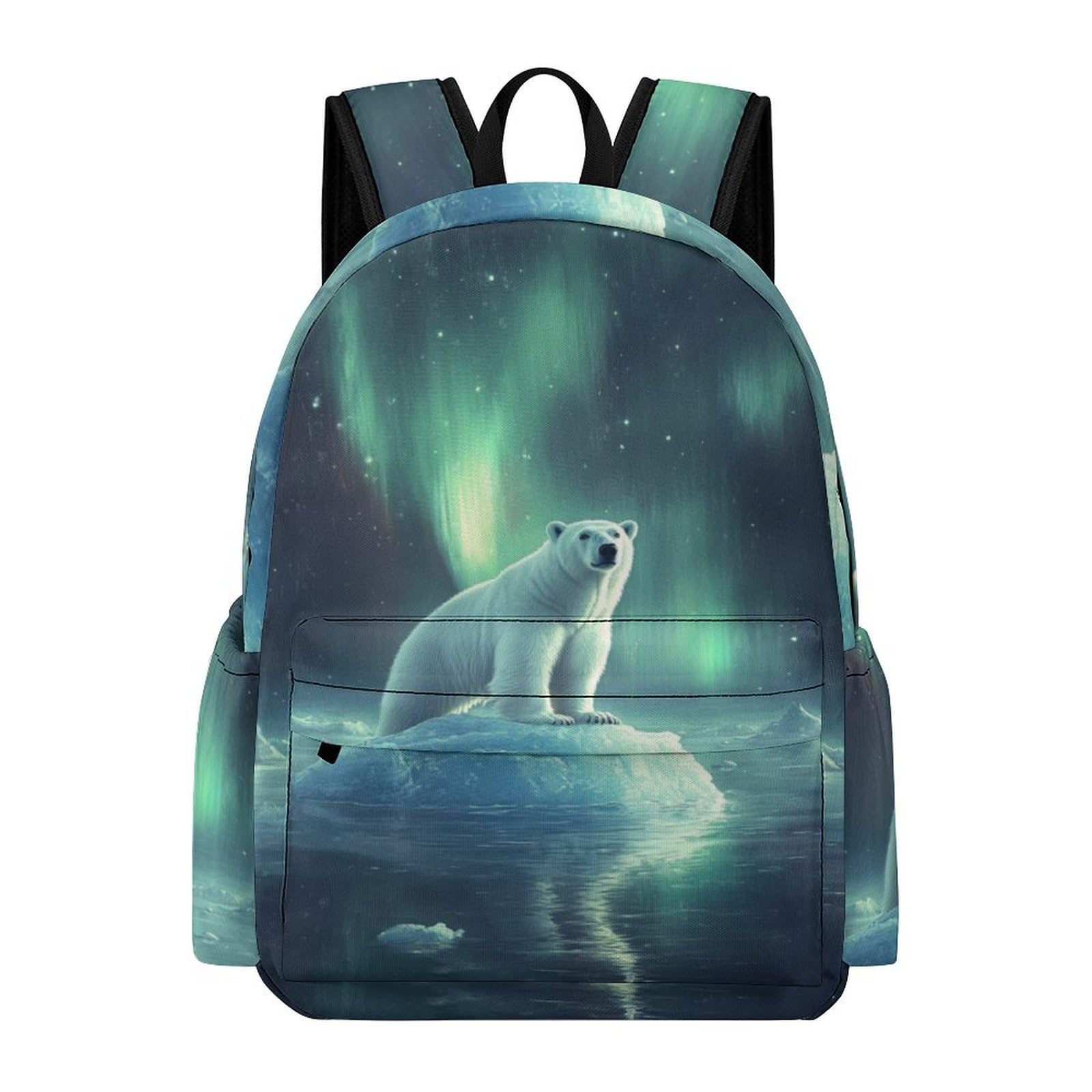 TPISLI Kids Polar Bear Aurora Motif Daypack Boys Girls 8-14 Years 14 Inch Laptop School Bag, Everyday Durable Animal Backpack for Daily Travel New Term Gift Outdoor Activity — image 1