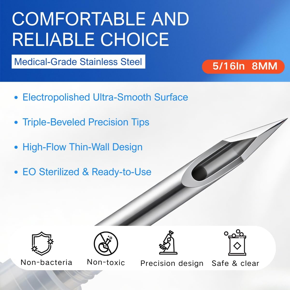 U-100 1ml/cc Insulin Syringe with 30G 5/16" (8mm) Needle | 100 Individually Wrapped Units