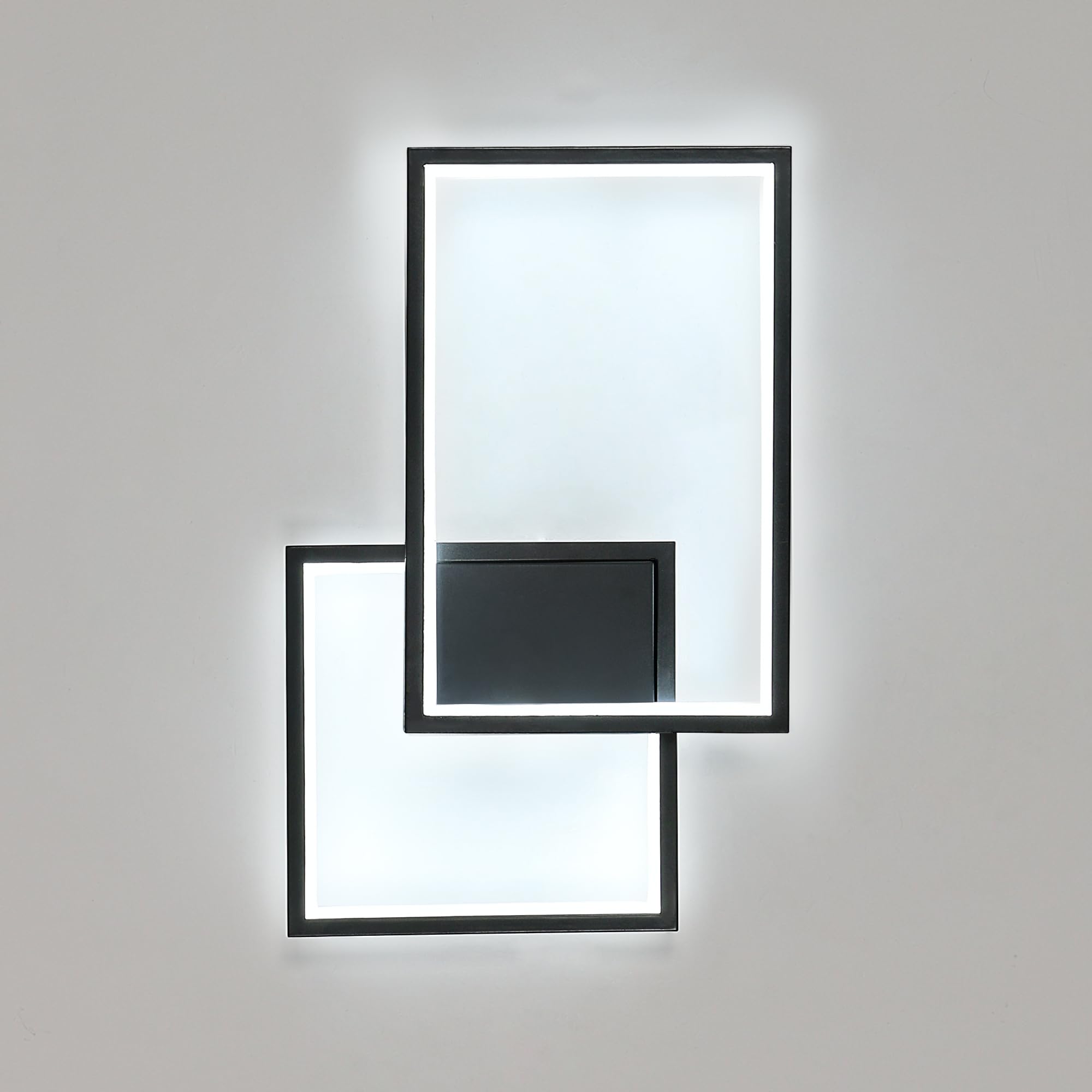 Tealight Applique da Parete Interno, 34W 3825LM Lampada da Parete Moderno, Camera da Letto Lampada a Muro Luce Fredda 6500K per Soggiorno Corridoio Scale, Nero 41CM