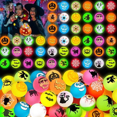 Image of 50 PCS Halloween Party Favors, Halloween Glow in The Dark Bouncy Balls | Trick or Treat Goodie Bag Fillers, Halloween Glowing Bouncy Balls Toys for Halloween Party Supplies, Party Favors