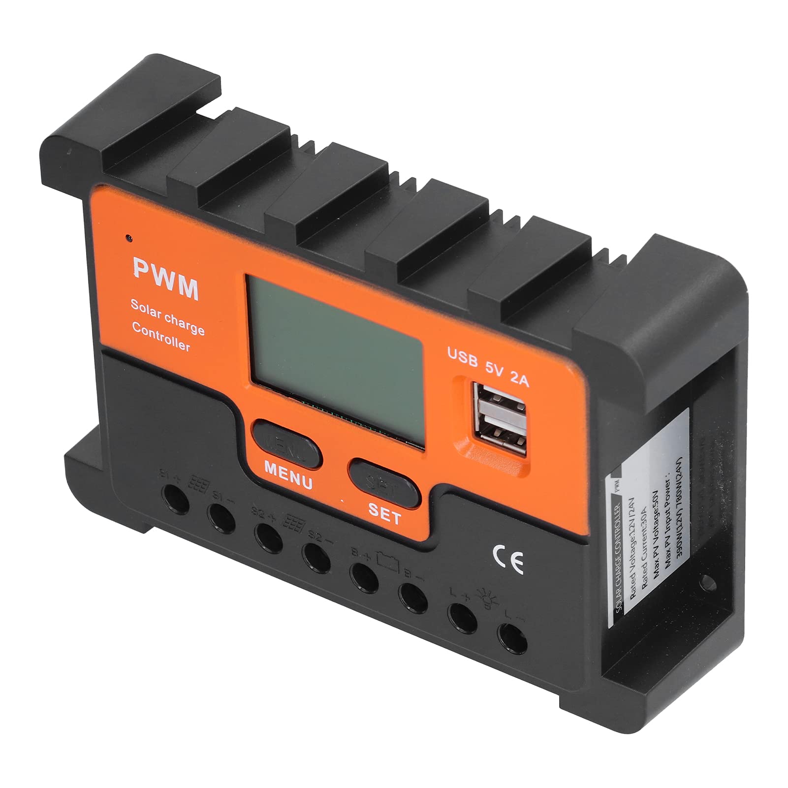 mingzhe Regolatore di Carica Solare 30A 12V/24V Display LCD Doppie Porte