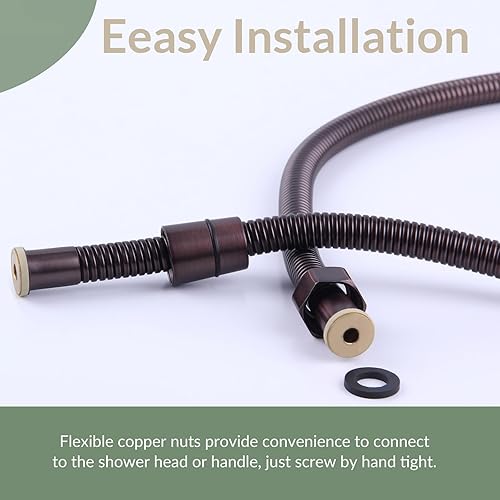 Miniatura 5 de APLusee - Manguera de ducha flexible de 59 pulgadas, tubo de ducha de acero inoxidable 304 con conector giratorio de latón, pieza de repuesto de