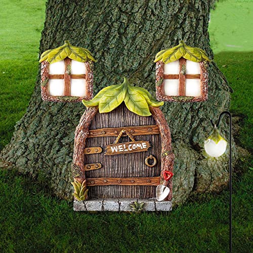 Qunkun Feentür aus Harz für den Garten,Feentür Wichteltür...