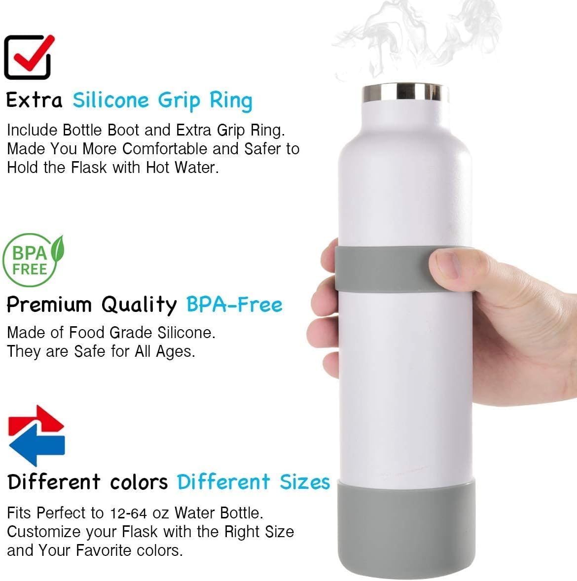 Greant Double Protective Water Bottle Boot Compatible with Hydro Flask, Silicone Flex Boot Compatible with Hydroflask Boot, Universal Anti-Slip Bottle Sleeve, 3 Sizes to Choose - Image 5