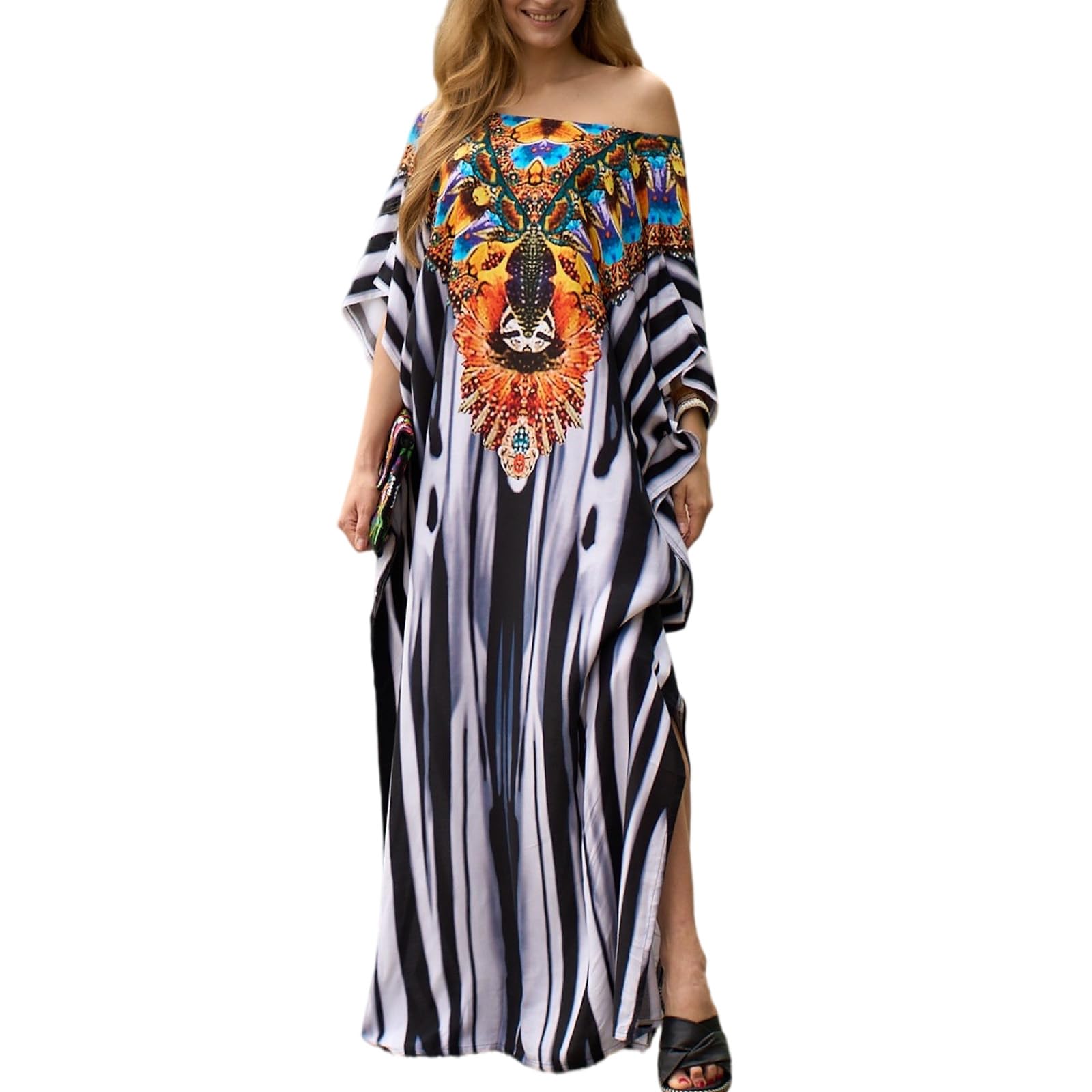 KAICAILA Plus Size Boho Kaftan Dress | Beach Cover-Up & Loungewear Twilight Revelry