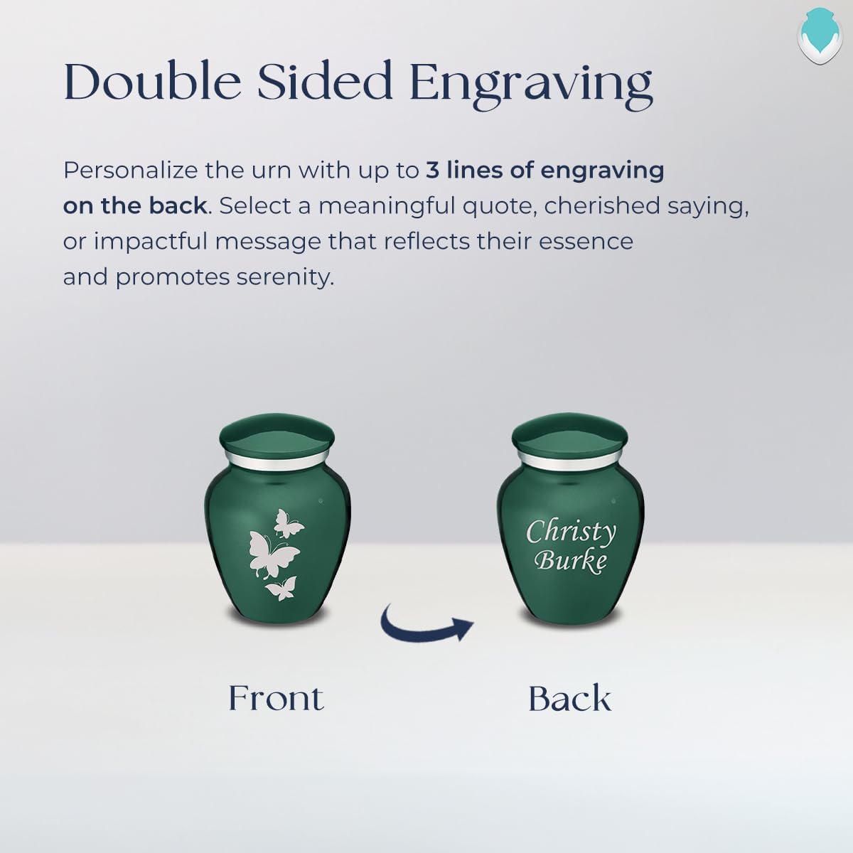 Geturns Embrace Keepsake Personalized Butterfly Cremation Urns for Human Ashes I Green Funeral Urn for Men and Women with Double Side Engraving I 3.5 lbs