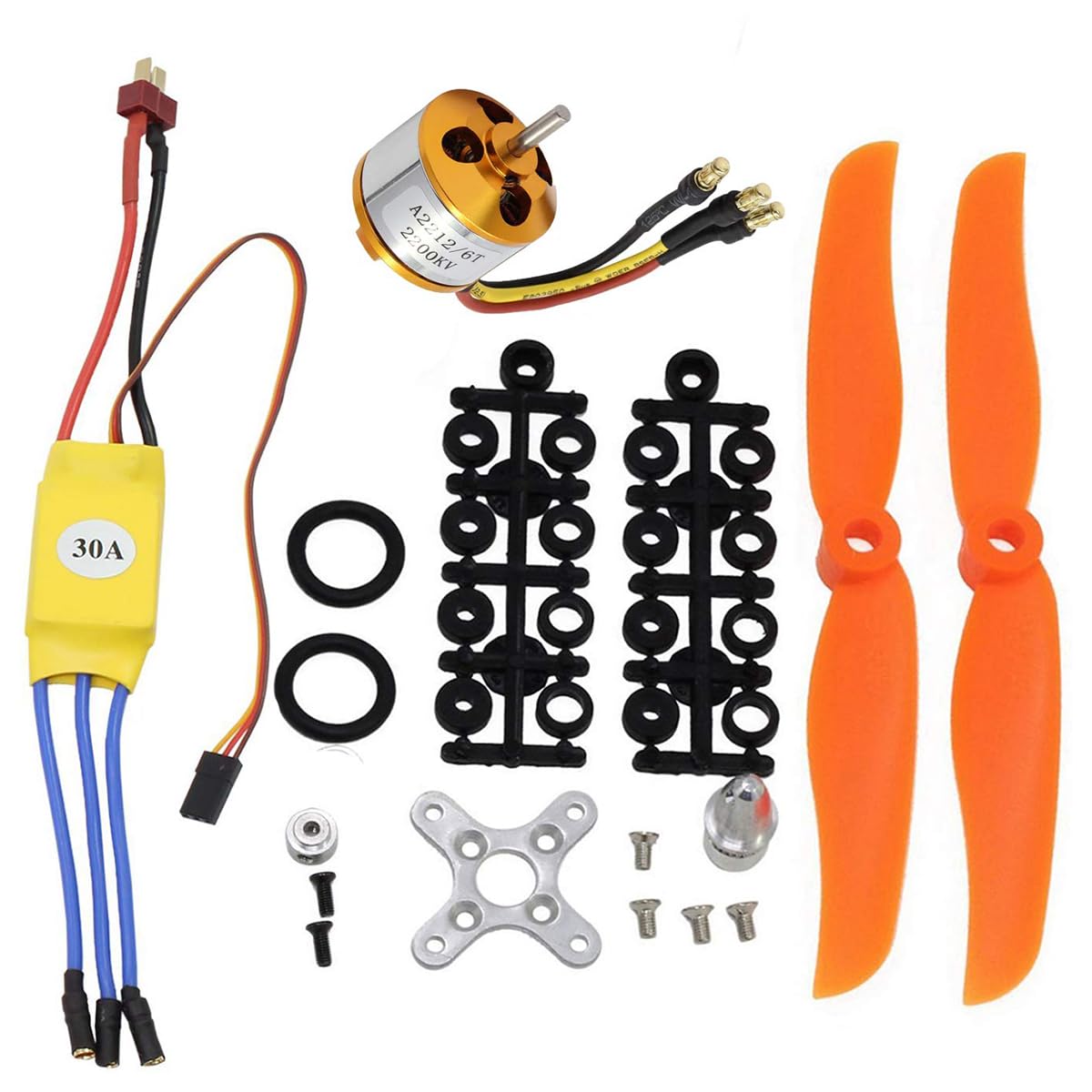 Sarini Moteur Brushless 2200 KV 2212-6 + ESC 30A + Kit Accessoires Pour Avion/Quadri/Hélicoptère RC