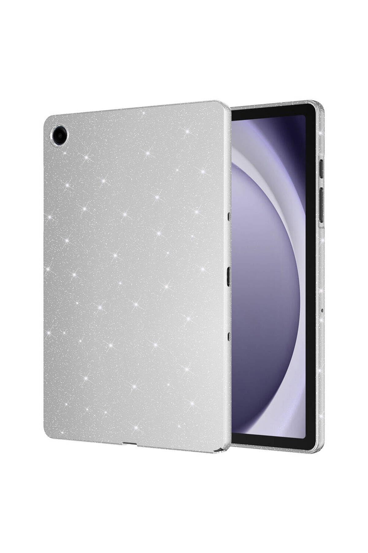 CONSTRAIN - Galaxy Tab A9 Plus Simli Parlak Görünümlü ile Uyumlu Tablet Koton Kılıf-Gümüş - Beyaz 1