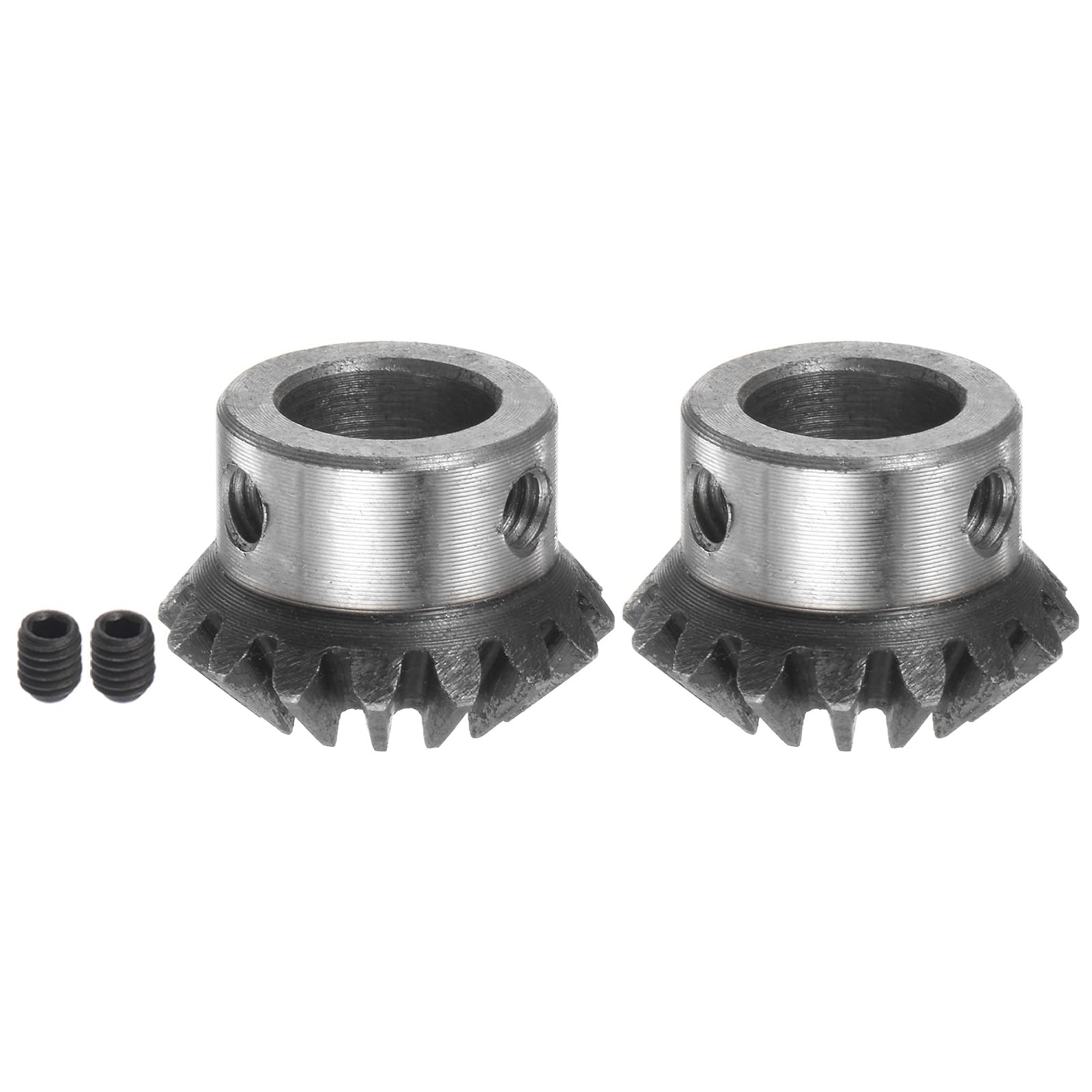 HARFINGTON 2pcs Bevel Gear 1M 16 Teeth 12mm Shaft Hole 1:1 Tapered Bevel Pinion Gear 45# Steel 1.5 Module 90 Degree Steering Gear, for Hardware Mechanical Rotation