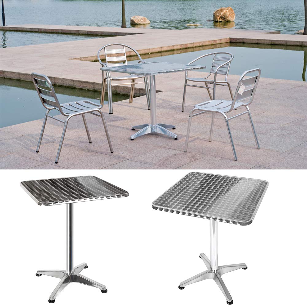 OHMG Table de Bar Pliante Carrée Ø60 cm,Table a Manger Aluminium, Réglable en Hauteur 70/110 cm,Tables de Pique-Nique,Tables Mange Debout Haute,pour 2-4 Personnes