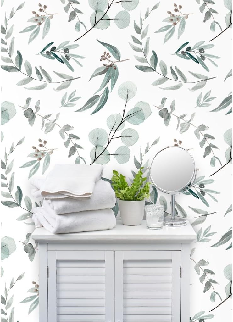 Commercial Grade Wallpaper 27ft x 2ft - Botanical Eucalyptus Australian Nature Traditional Wallpaper by Spoonflower
