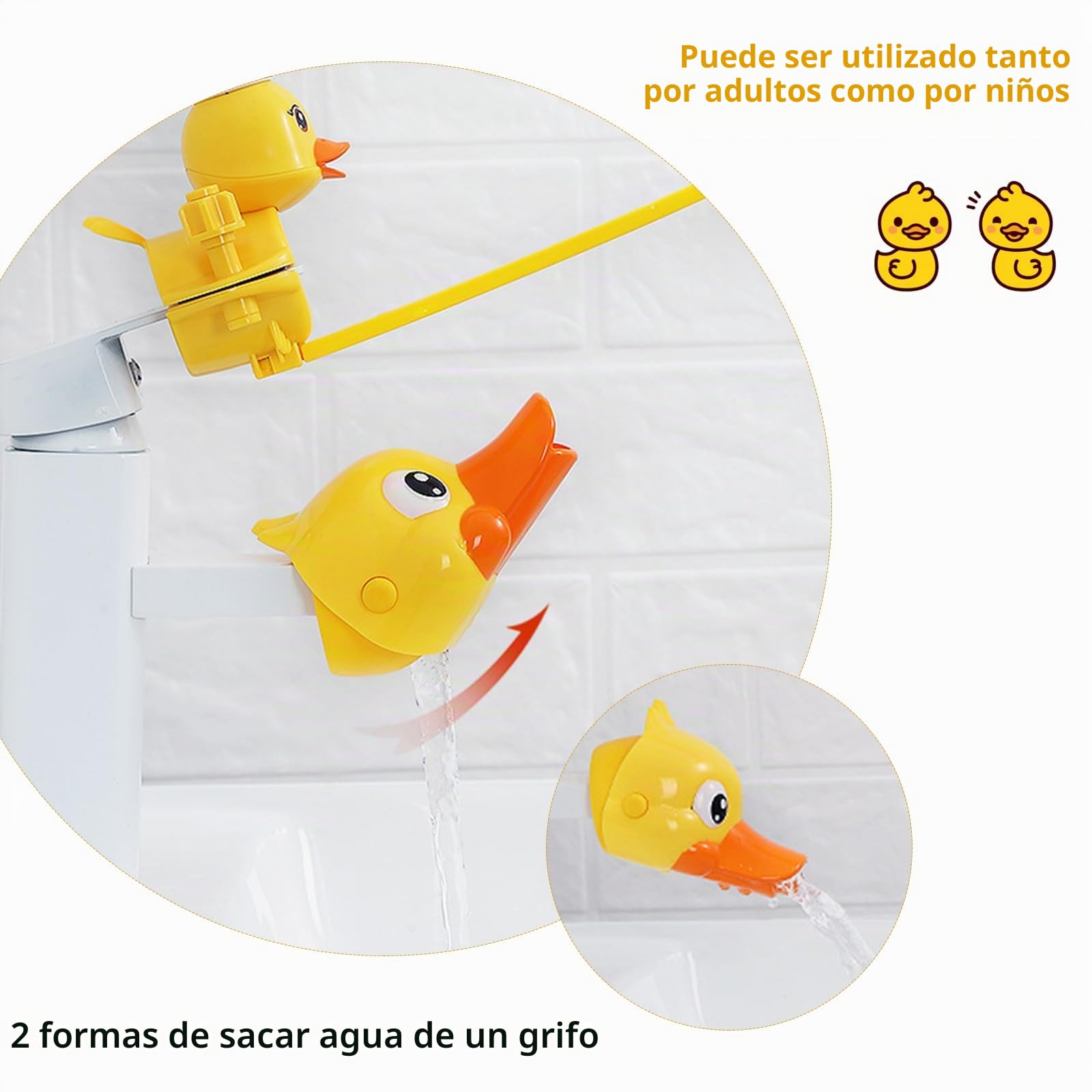 Extensor Grifo Lavabo para Niños 1 pieza extensor de grifo de dibujos animados Alargador Grifo Diseño en Forma de Pato Ajustable más Conveniente para que los Niños Pequeños se Laven las Manos