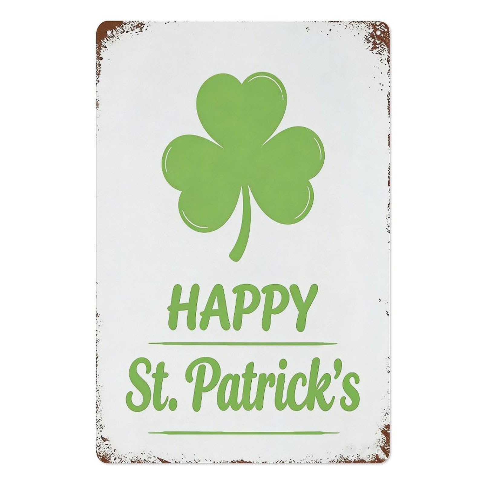 peiyeety Happy St Patrick’s Day Metal Tin Sign 8x12 Inch, Vintage Shamrock Greenery Pub Home Wall Decor Plaque, Irish Holiday Wall Art