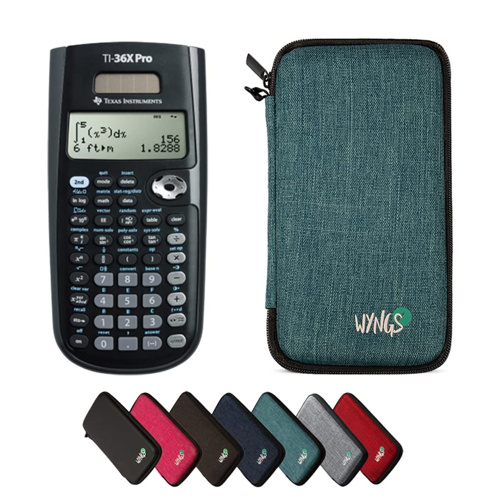 TEXAS INSTRUMENTS CALCUSO Pack économique : TI 36xPro Calculatrice scientifique et technique + étui de protection WYNGS turquoise + garantie étendue de CALCUSO