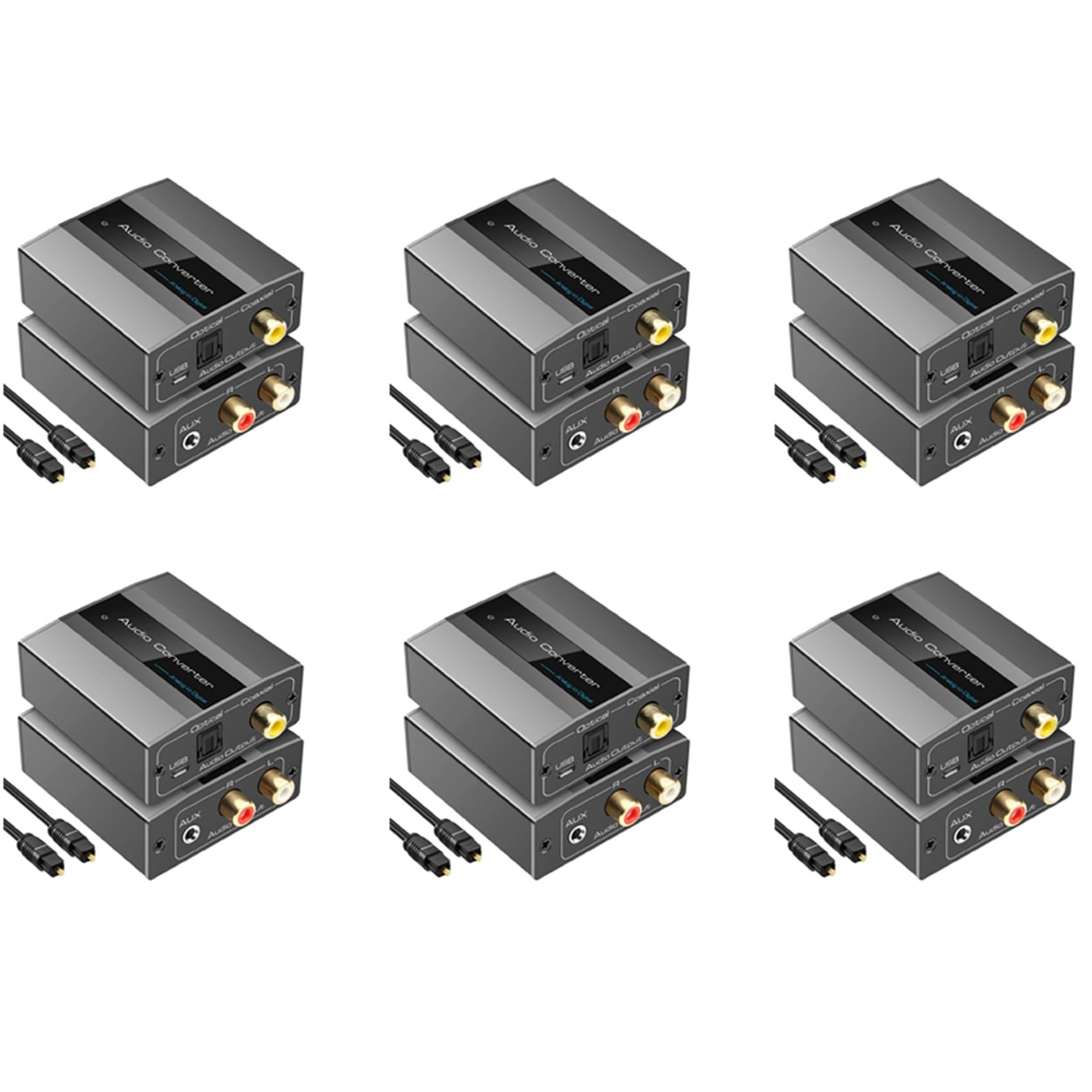 6X Convertidor de Audio AnalóGico una Digital una ÓPtico con Cable ÓPtico Audio Digital Toslink y Adaptador de Audio Coaxial