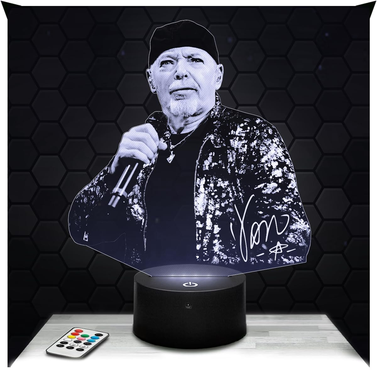 Lampephoto.fr - 3D Lamp Vasco Rossi Author Composer Performer, Touch LED Night Light, 3D Hologram Effect, Christmas Birthday Gift Idea for Men Women, Bedroom Decoration Object