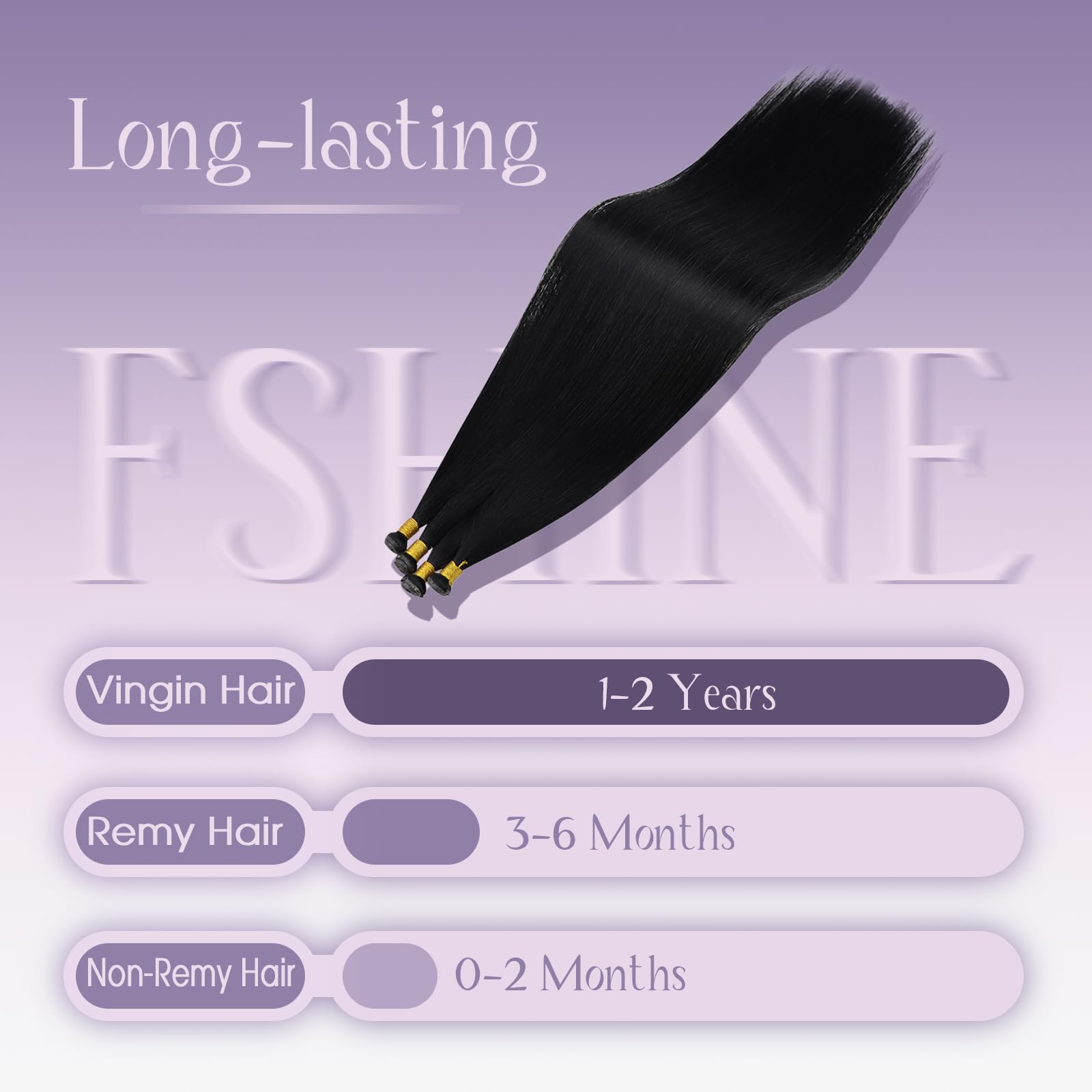 Fshine Extension Cucite Capelli Veri Nero Jet Tessitura Capelli Veri 60cm 25g Extension Capelli Tessitura Capelli Umani Veri Extension Capelli Veri Cucitura Extension Vergine #1