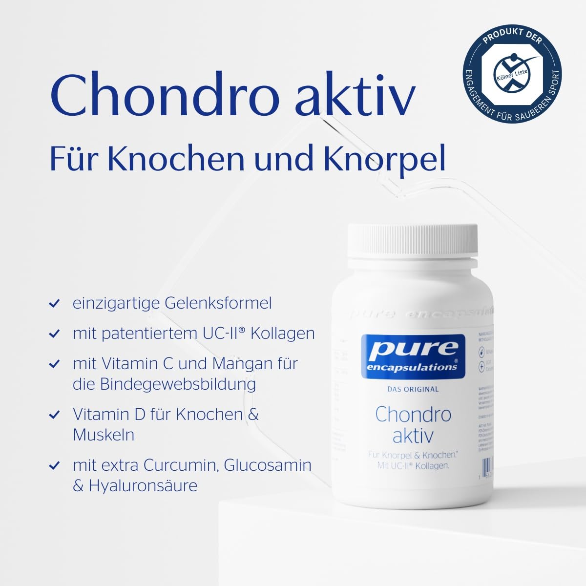 Pure Encapsulations - Chondro Aktiv - Gelenksformel mit UC-II Kollagen, Vitamin C & D, Glucosamin, Chondroitin und Hyaluronsäure - Unterstützt Knorpel und Gelenke - 60 Kapseln