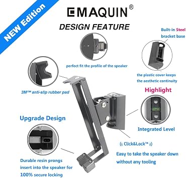 Wall Mount Bracket for SONOS ONE/SONOS ONE SL/SONOS Play 1 Speaker (Swivel and Tilt,Compatible with Both SONOS ONE/ONE SL/SONOS Play 1, Black Single pc)
