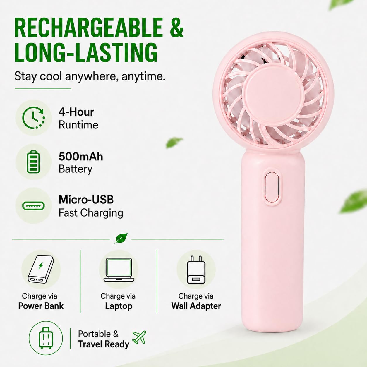 Lot de 6 mini ventilateurs, rechargeables par USB, cadeaux de