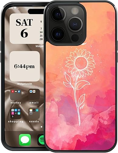 CREFORKIAL Bonita funda de teléfono con diseño de girasol para iPhone 15 Pro, funda rígida para iPhone 15 Pro, funda protectora delgada para