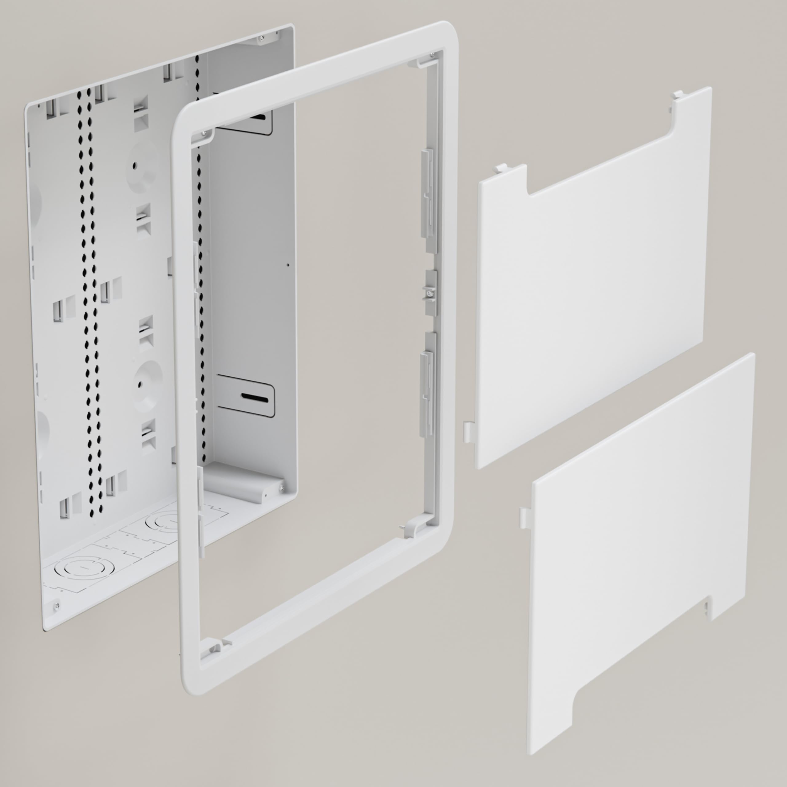 On-Q Legrand ENP1705NAV1 - Recinto Multimedia de 17 Pulgadas, Organizador de Cables de Pared, Panel de Red doméstica de Doble propósito para Almacenamiento de Dispositivos, Caja Multimedia, Blanco,
