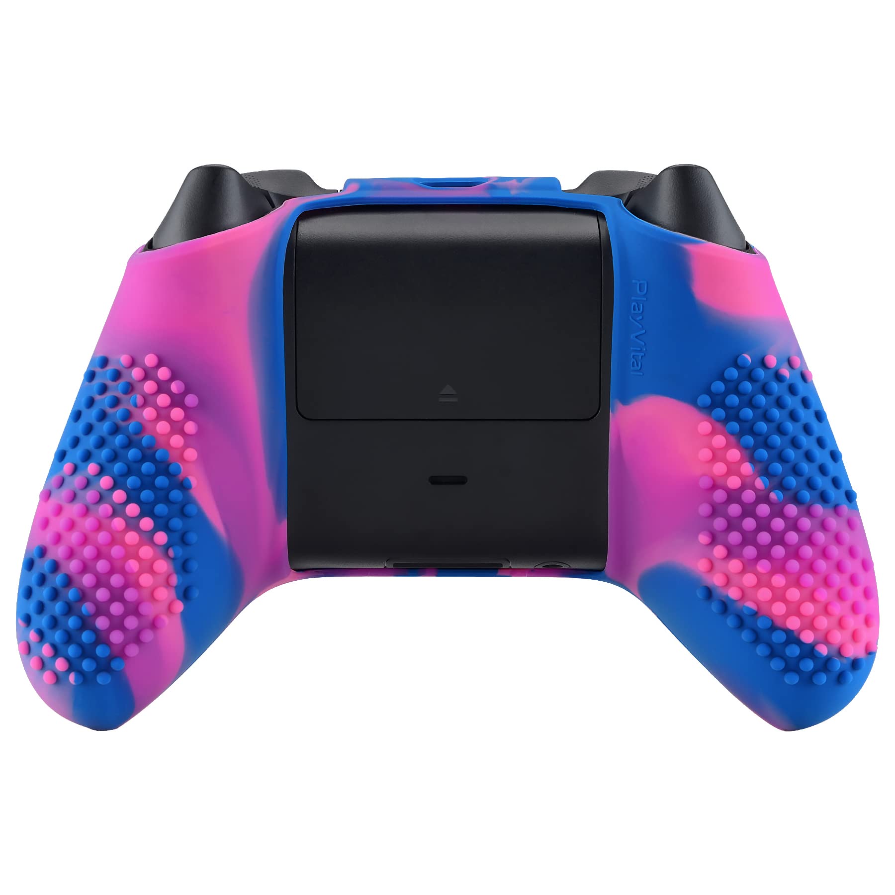 eXtremeRate PlayVital Cover Skin per Xbox Series X S Controller Joystick Custodia Protettiva Silicone Gomma Antiscivolo con 6 Copri Levette Analogiche(3D Borchiate Edizione)-Rosa Viola Blu