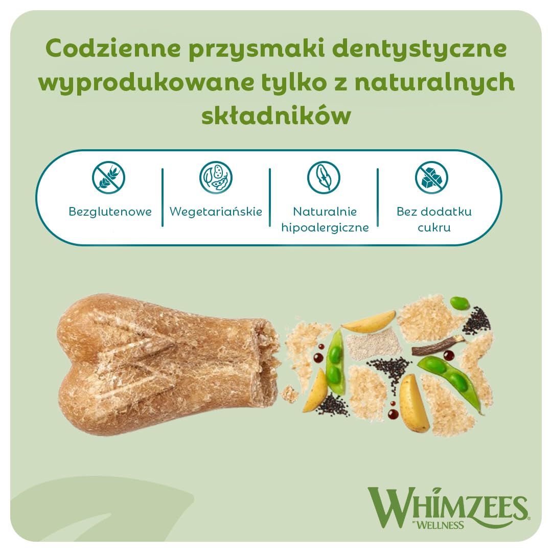 WHIMZEES Kość Ryżowa M/L 20 sztuk – Gryzaki Dentystyczne dla Średnich i Dużych Psów, Naturalne, Bezzbożowe
