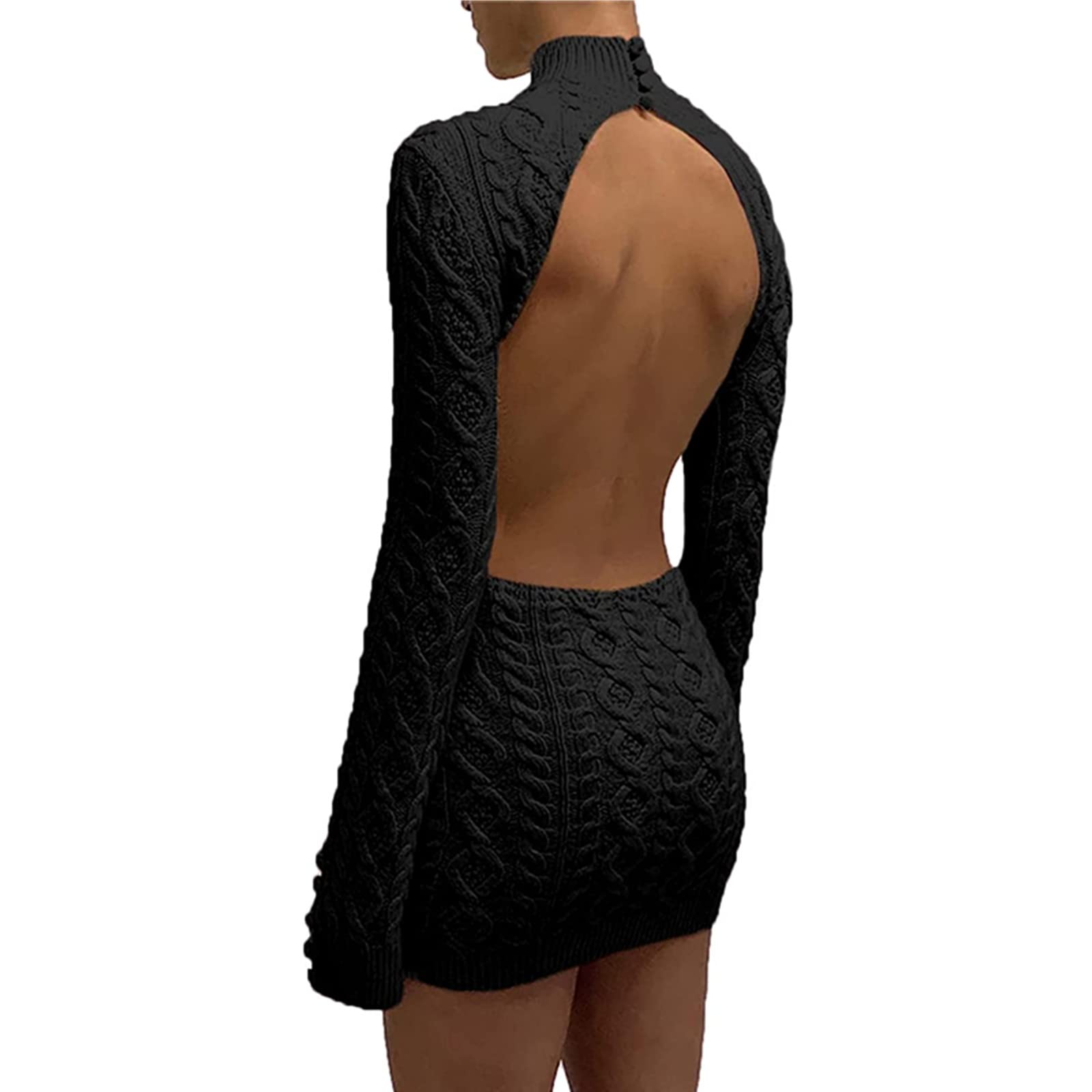 Womens Cut Out Sweater Dress Sexy Backless Long Sleeve Turtleneck | Desertcart Botswana Womens Cut Out Sweater Dress Sexy Backless Long Sleeve Turtleneck | Desertcart Botswana