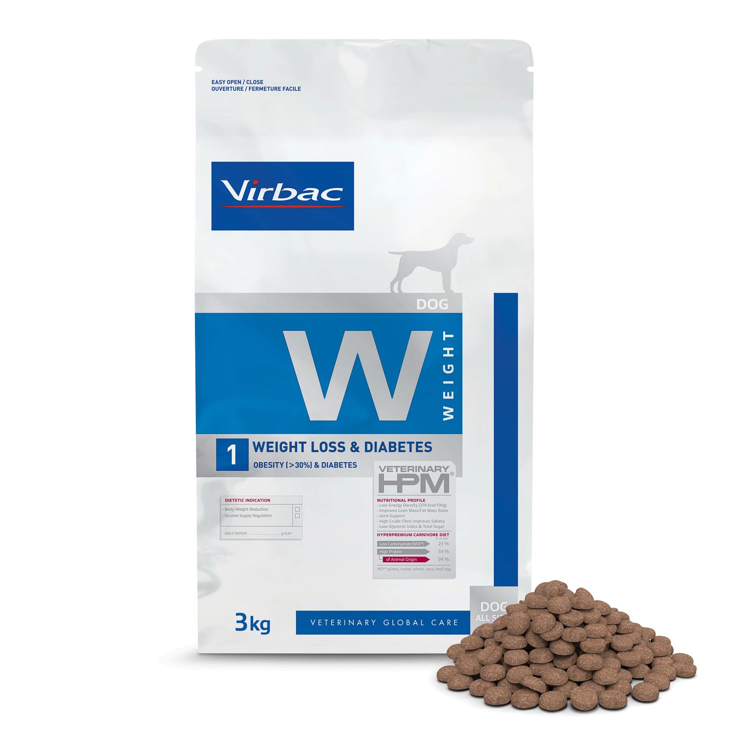 Veterinary Hpm Virbac Hpm Perro W1 Weight Loss&Diabetes 3Kg Virbac 01040 3000 g
